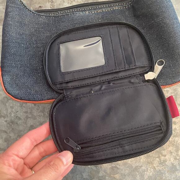 Vintage Mudd Denim Y2K Mini Shoulder Bag Purse Embroidered Handprint Jean 2000s - Picture 4 of 14